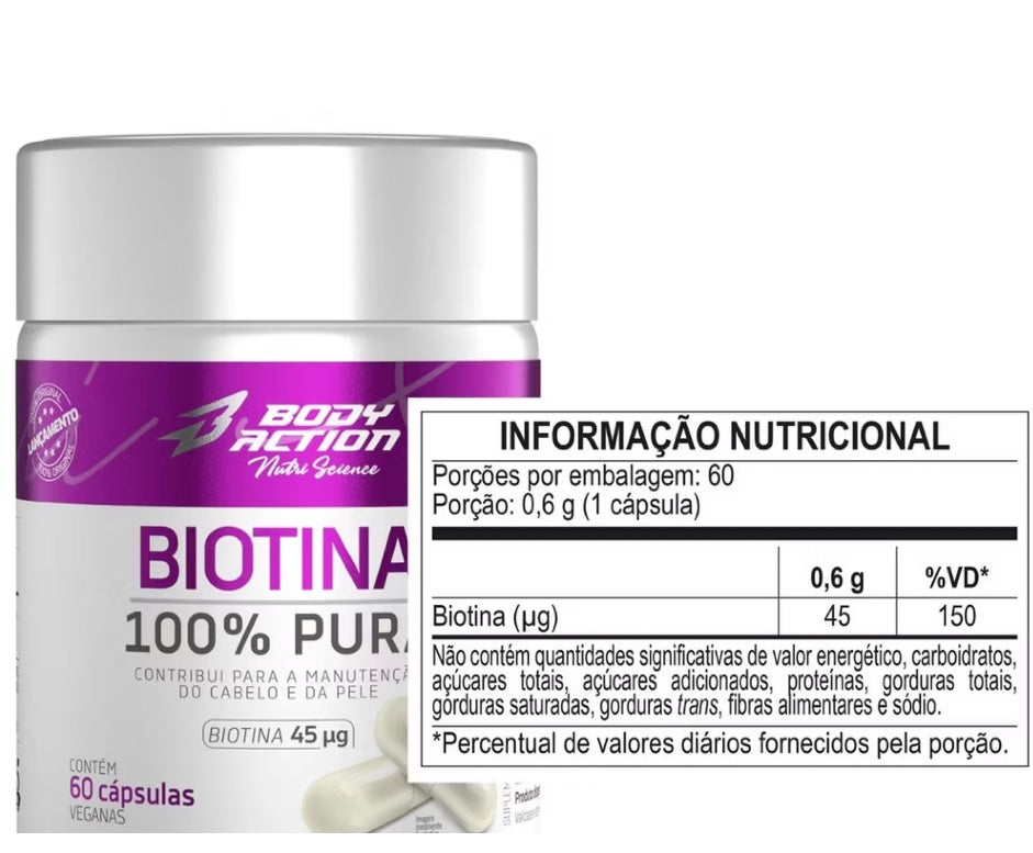 ￼Biotina Nutriscience Pote Com 60 Cápsulas Bodyaction