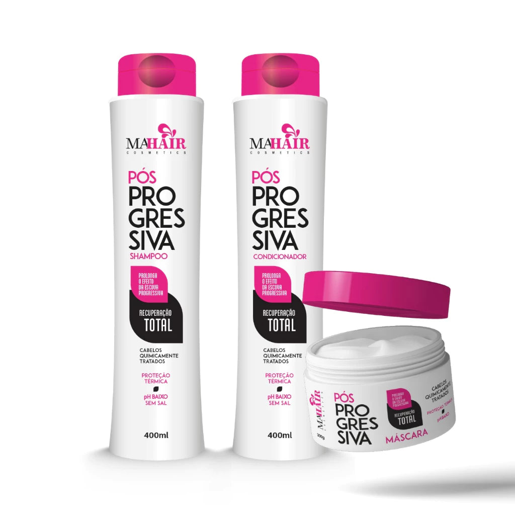 Kit Capilar Pós Progressiva Recuperação Capilar Mahair Shampoo Condicionador Mascara Creme de Pentear