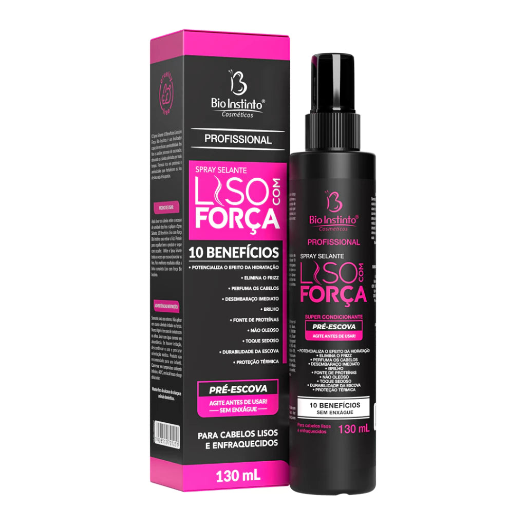 Spray Selante Liso com Força Protetor Térmico 130ml Condicionante Desembaraça Elimina Frizz