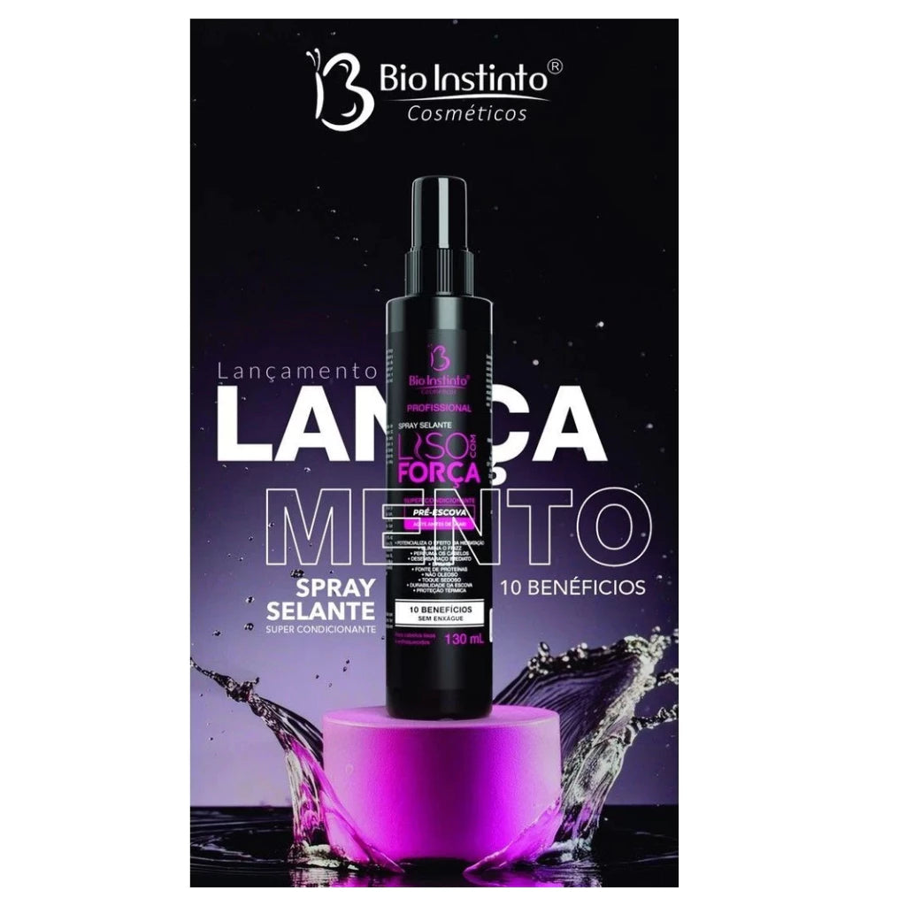 Spray Selante Liso com Força Protetor Térmico 130ml Condicionante Desembaraça Elimina Frizz