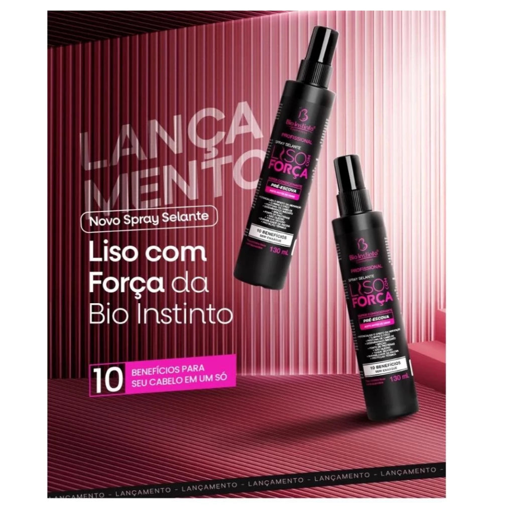 Spray Selante Liso com Força Protetor Térmico 130ml Condicionante Desembaraça Elimina Frizz
