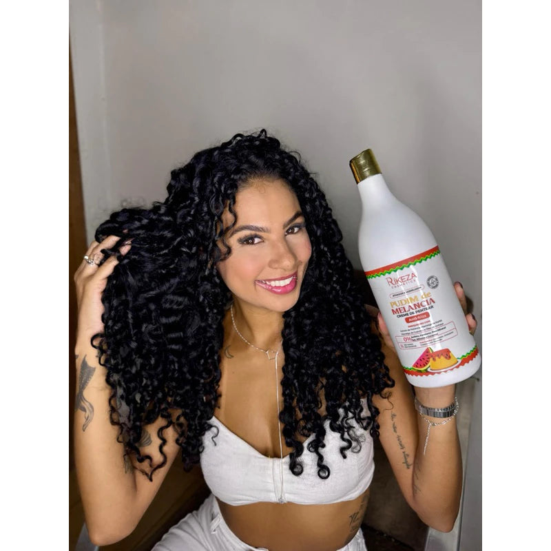 Ativador de Cachos 1 Litro e Modelador Creme de Pentear Rikeza Cosmetics