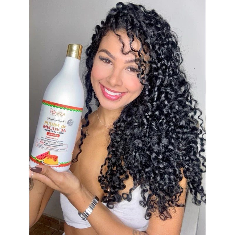 Ativador de Cachos 1 Litro e Modelador Creme de Pentear Rikeza Cosmetics