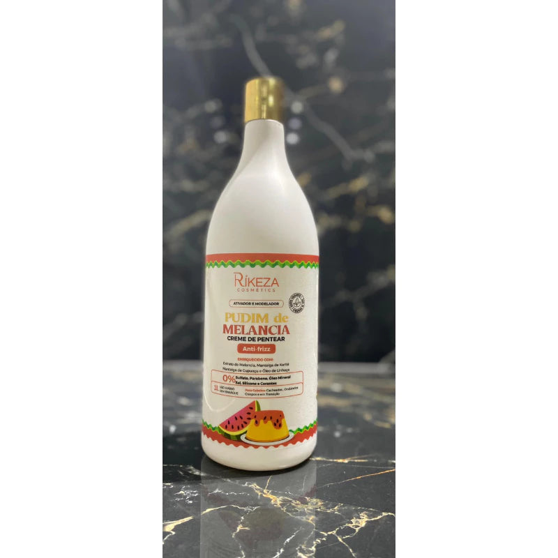 Ativador de Cachos 1 Litro e Modelador Creme de Pentear Rikeza Cosmetics