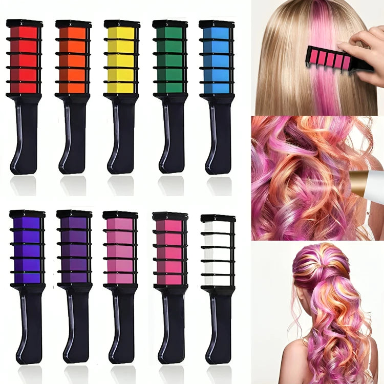 Kit 6 Pente Colorido Giz De Cabelo Com 06 Cores Temporárias Para Festas Criativo