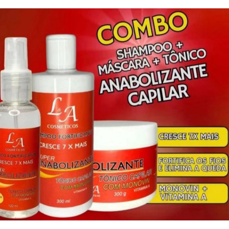Kit Completo Cabelo Cresce Até 7 Cm Por Mês Anabolizante Capilar Hidratação Fortificação Original
