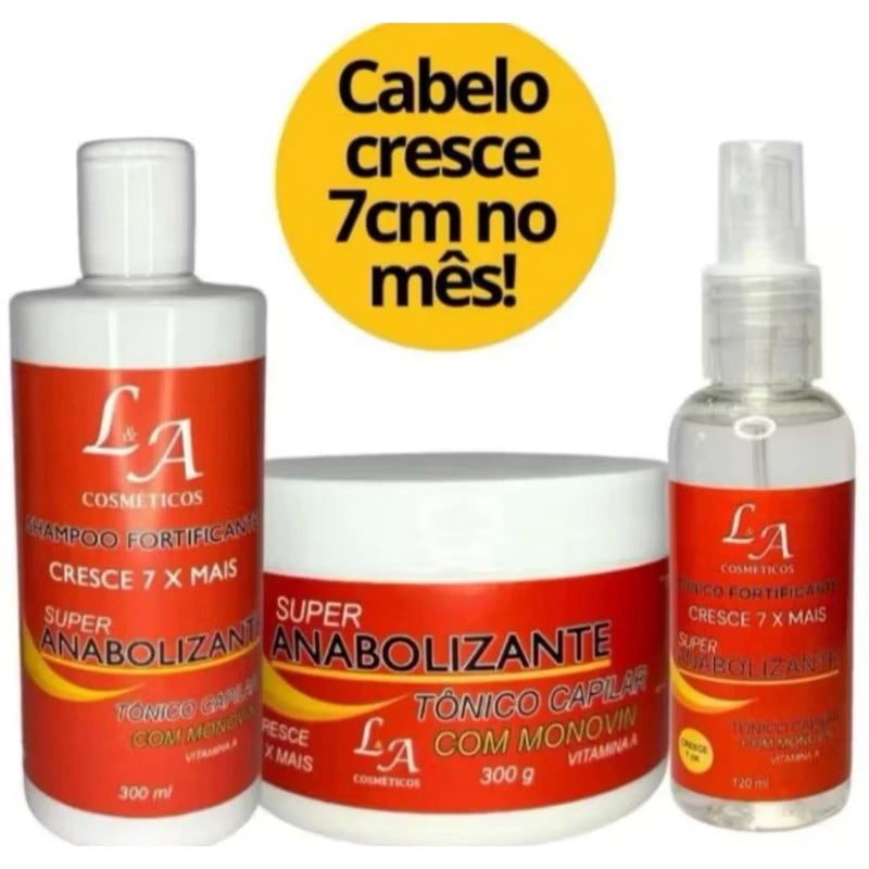 Kit Completo Cabelo Cresce Até 7 Cm Por Mês Anabolizante Capilar Hidratação Fortificação Original
