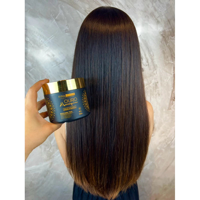 MEGA HIDRATAÇÃO OURO MARROQUINO EFEITO TEIA | ANTIFRIZZ | ÓLEOS MILAGROSOS | FINA MARIA PROFESSIONAL