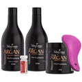 Kit de Tratamento Pós Progressiva Óleo de Argan Shampoo,Condicionador,Máscara Sem Sal Escova Magica
